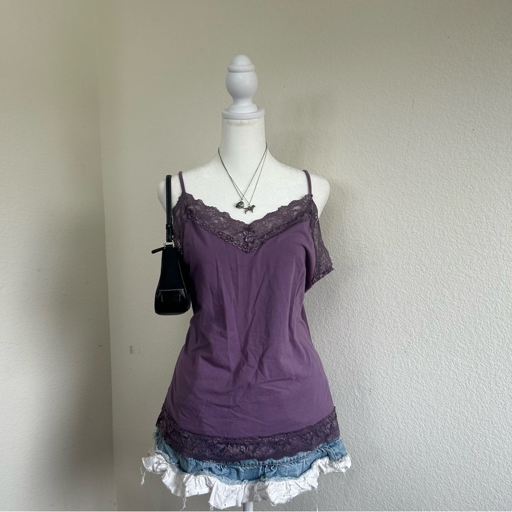 Purple Lace Cami Tank Top